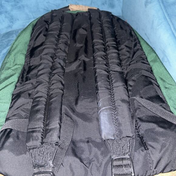 Vtg 90s JANSPORT USA -MADE Green LEATHER-BOTTOM HIKE BACKPACK Travel School Bag - Picture 4 of 7